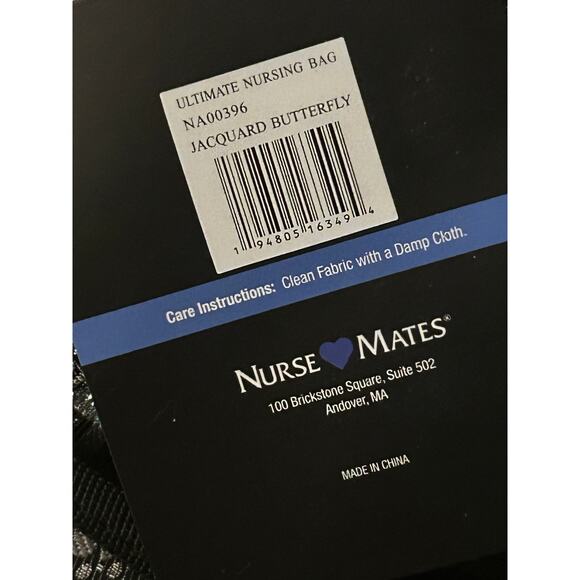 NWT Nurse Mates medical Backpack bag crossbody black white jacquard butterfly - Picture 4 of 4